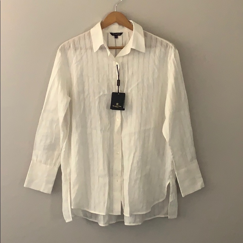 NWT Massimo Dutti Textured Stripe Shirt. Size 8.